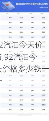 92汽油今天价格,92汽油今天价格多少钱一升